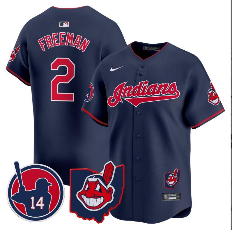 Men Cleveland Indians 2 Freeman dark blue Vapor Limited 2024 Nike MLB Jersey